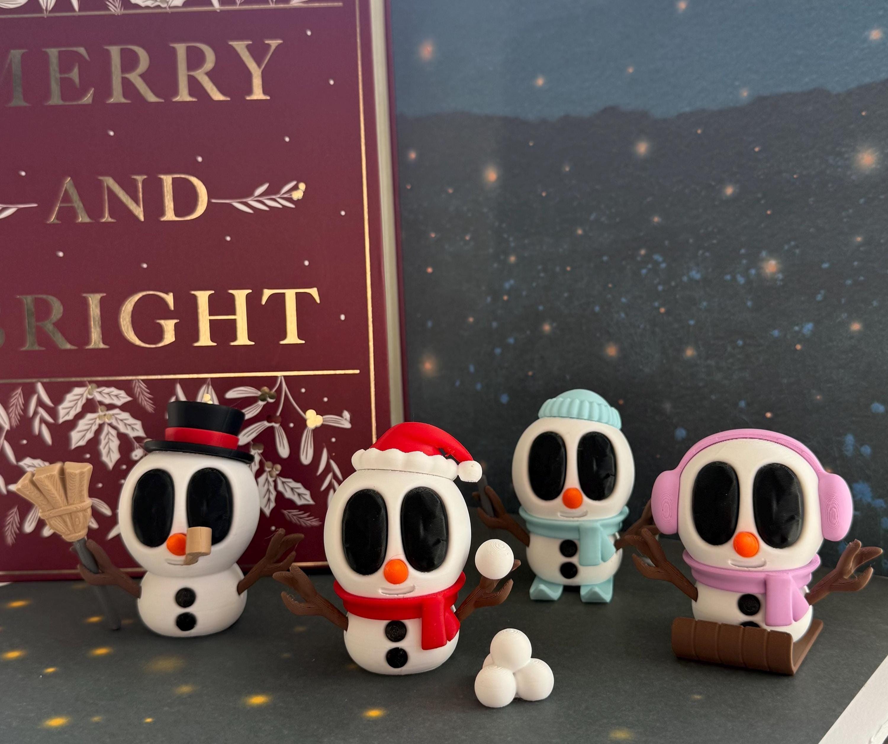 Snowman Figures, 3D Printed, Christmas Snowman, Holiday Decor