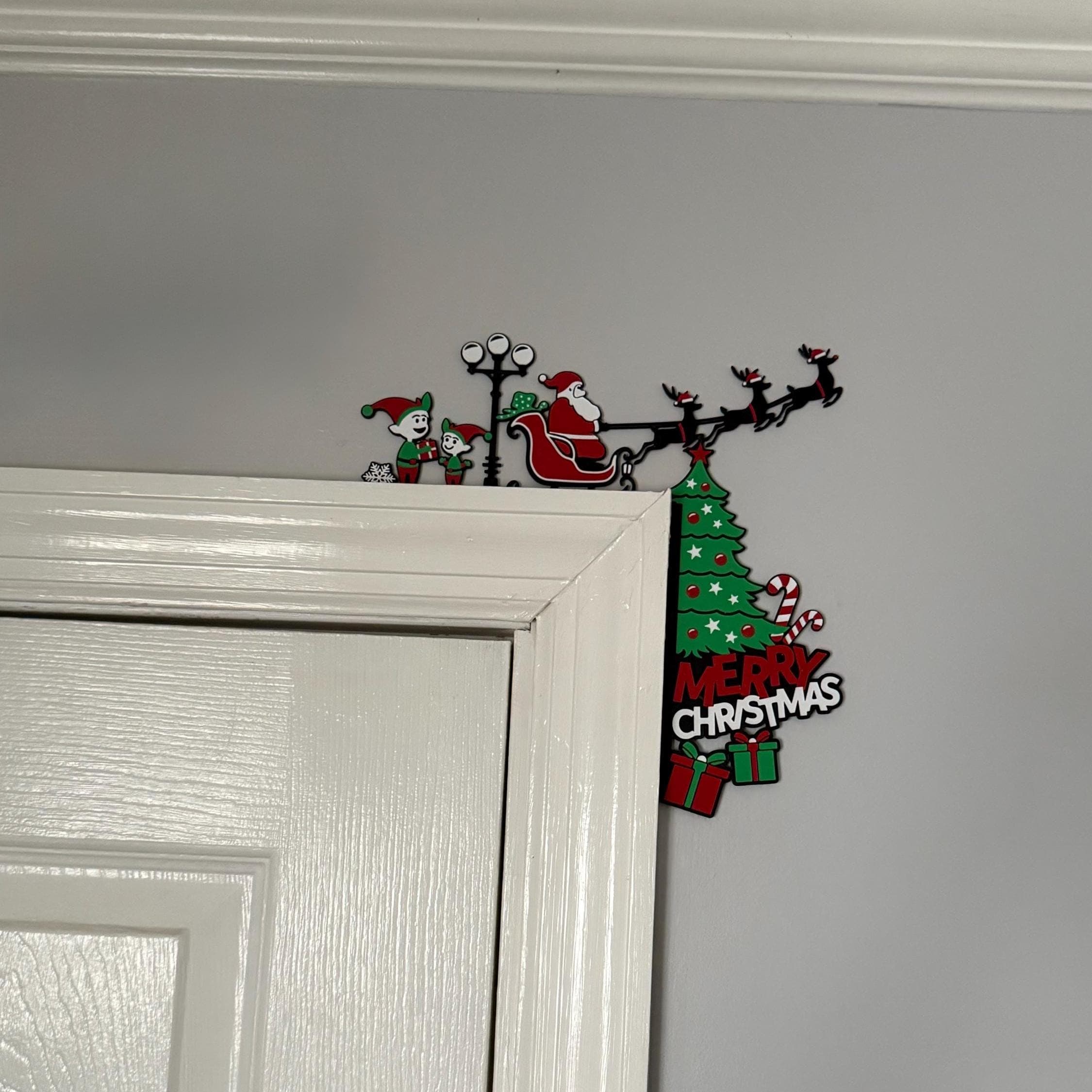 Christmas Door Decor, Christmas Door Topper, Santa Topper, Santa Door Topper